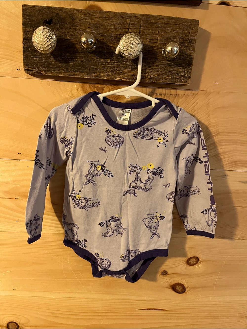 Carhartt Lavender Bunny Print Long-Sleeve Baby Onesie Size 24 Months
